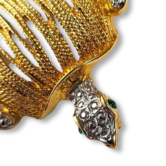 Vintage 90's Brooch Sea Turtle Gold and Silver Tone Finishes - Picture 3 of 6